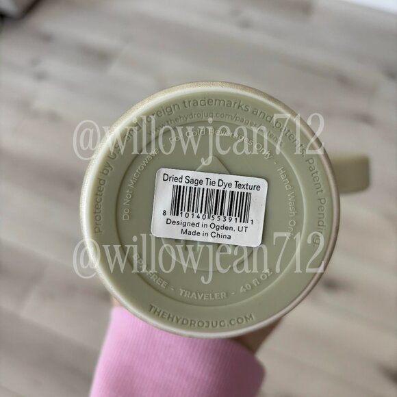 “Dried Sage Tie Dye Texture" Fabletics HydroJug 40 oz Traveler Tumbler - Picture 4 of 7